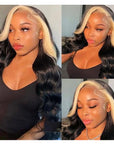wavy black human hair bundles with lace closure blonde virgin hair