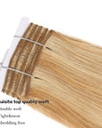machine weft piano blonde 27/613 silky straight virgin human hair bundles