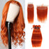 qvr ginger orange straight human hair bundles with closured straight hair weave