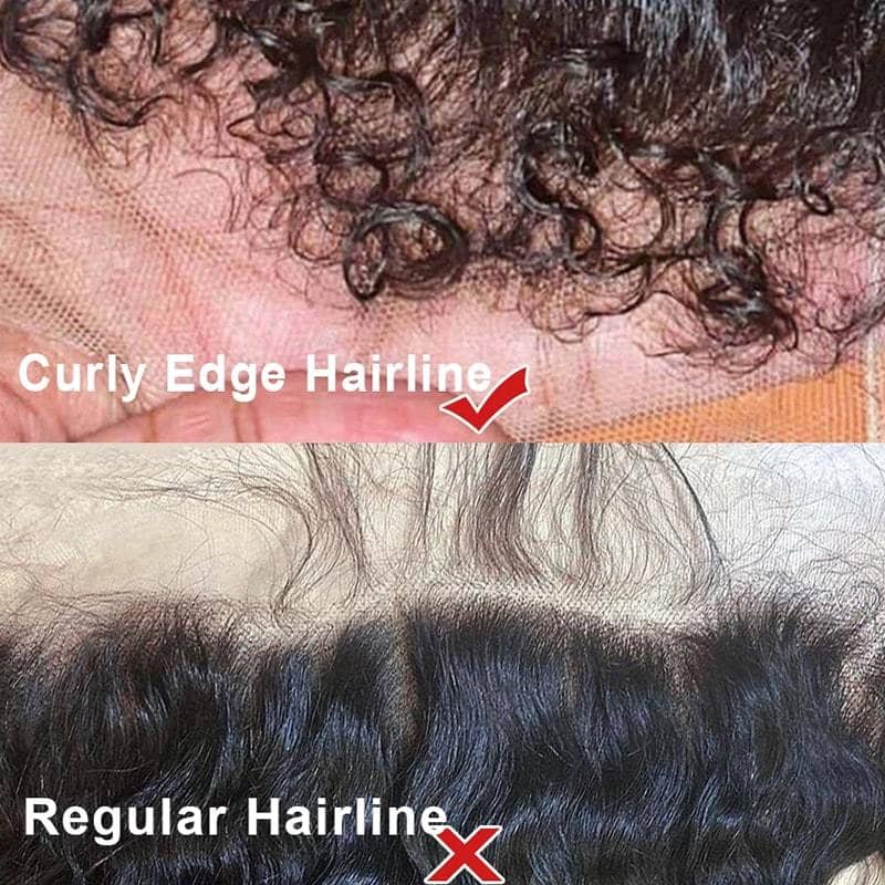 qvr wigs body wave lace frontal 13x4 with curly edges and type 4 hairline