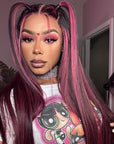 qvr wigs purple highlighted lace front wig for black women