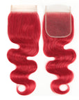 body wave bright red hair extension with lace closure