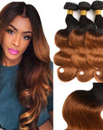 qvr body wave t1b/30 brown ombred human hair bundles