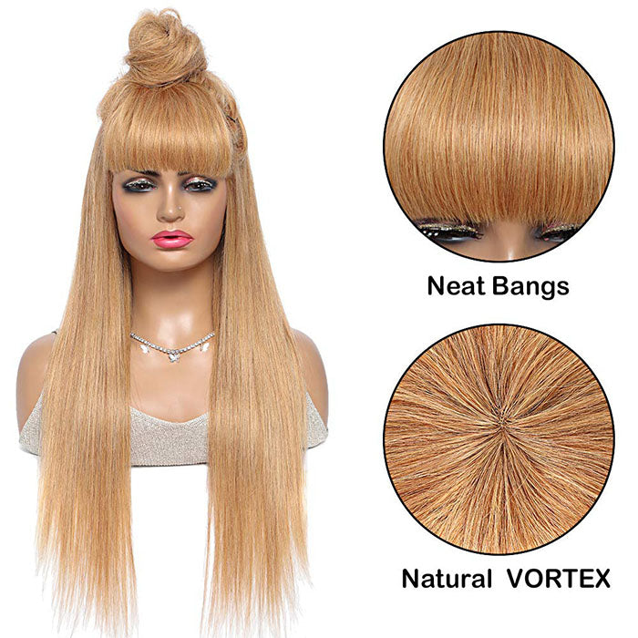 honey blonde human hair lace wigs with bangs