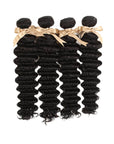 nautral black deep wave human hair 3 bundles