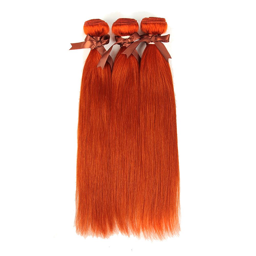 3pcs ginger orange silky straight human hair bundles