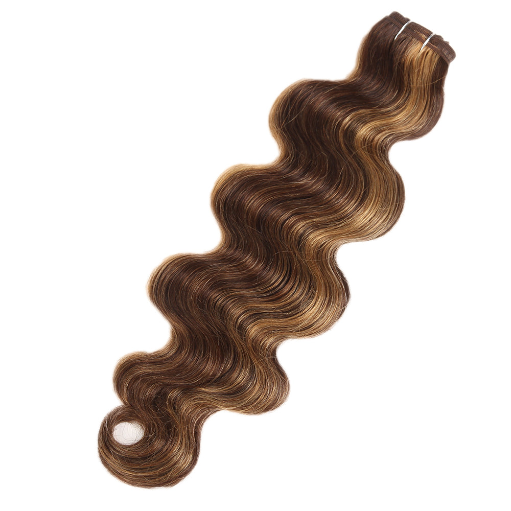 brown blonde piano highlight body wave human hair bundles