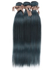 ink blue jade shade straight human hair 3 bundles