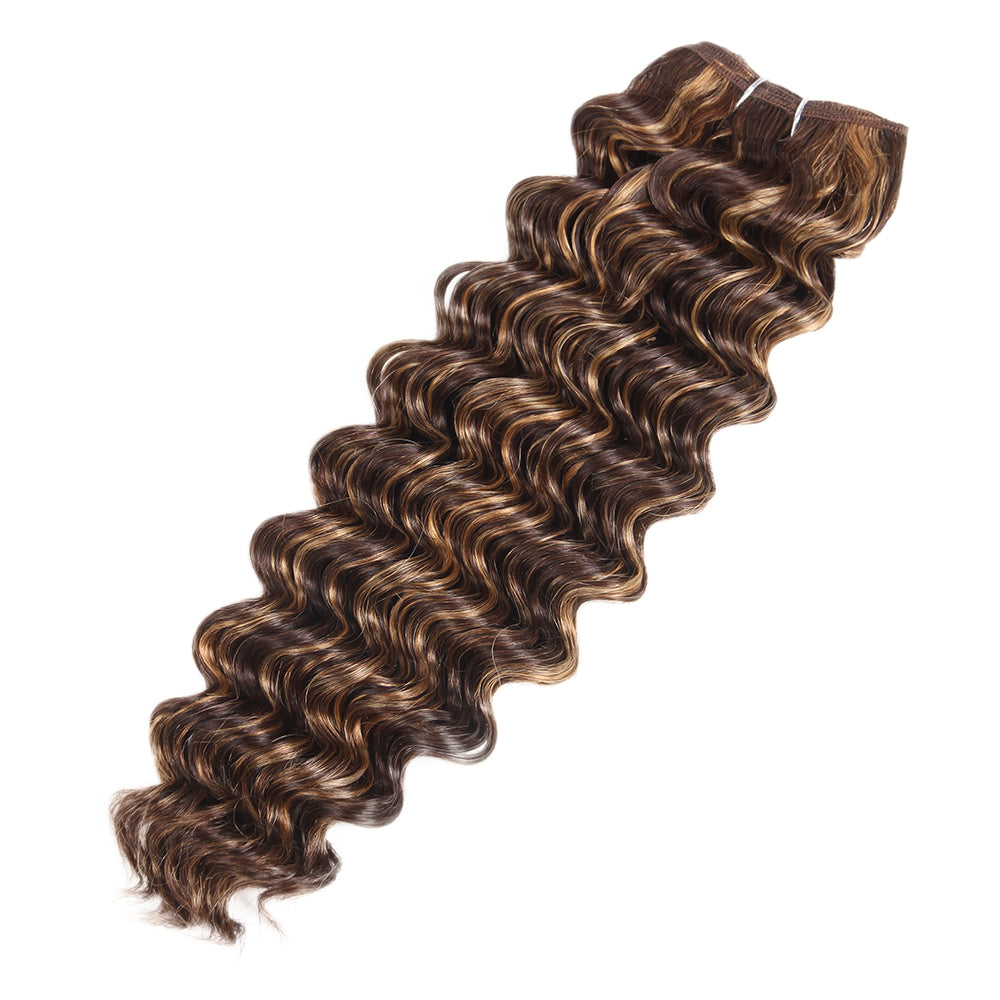 brown piano highlight deep wave human hair bundles