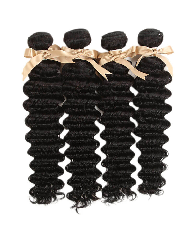 qvr deep wave natural black human hair bundles 4pcs