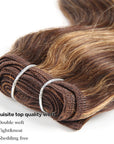 machine weft brown blonde piano highlight body wave human hair bundles