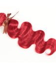  red color wavy remy hair bundles