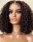 curly bob wigs human hair, 4x4 lace closure short bob wigs for natural black hair