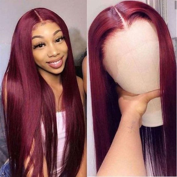 straight highlight human hair wigs with t lace for natural flow