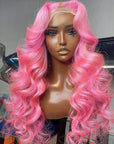 qvr wigs pink body wave lace front wig for black women