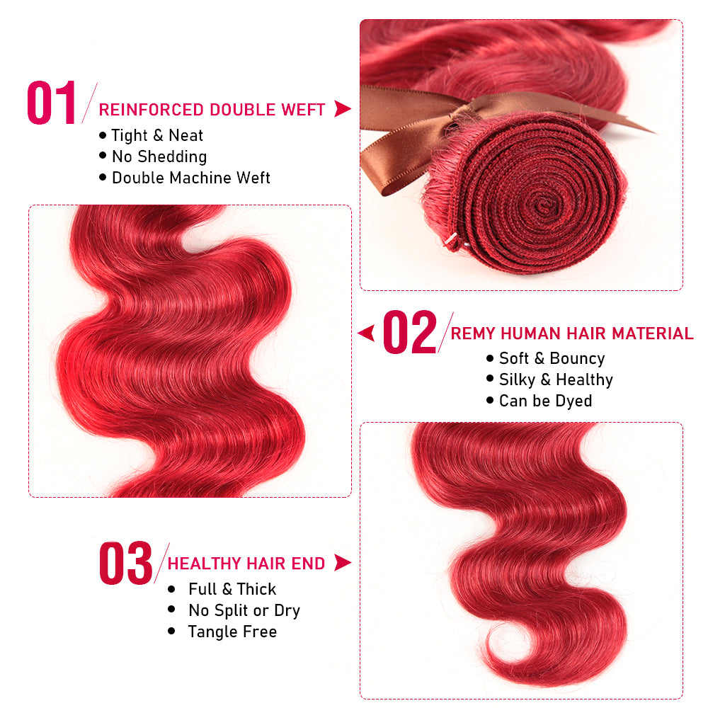 advantages of bright red brazilian body wave virgin human hair bundles