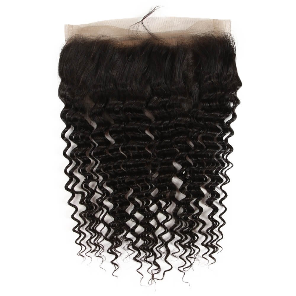 qvr curly wave natural black hair weave with 360 frontal lace closure
