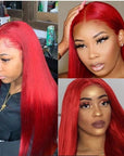 qvr glueless wigs red color straight for sleek, bold style