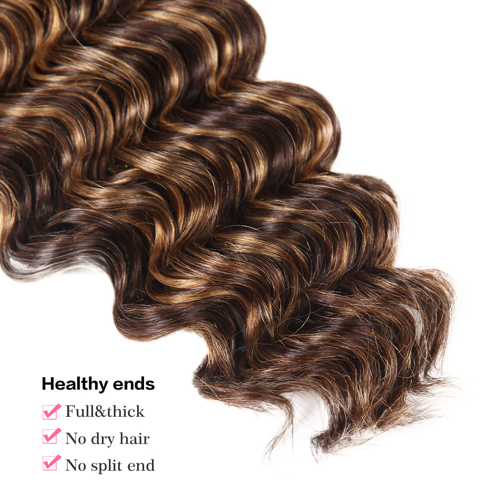 healthy end deep wave brown highlight human hair bundles