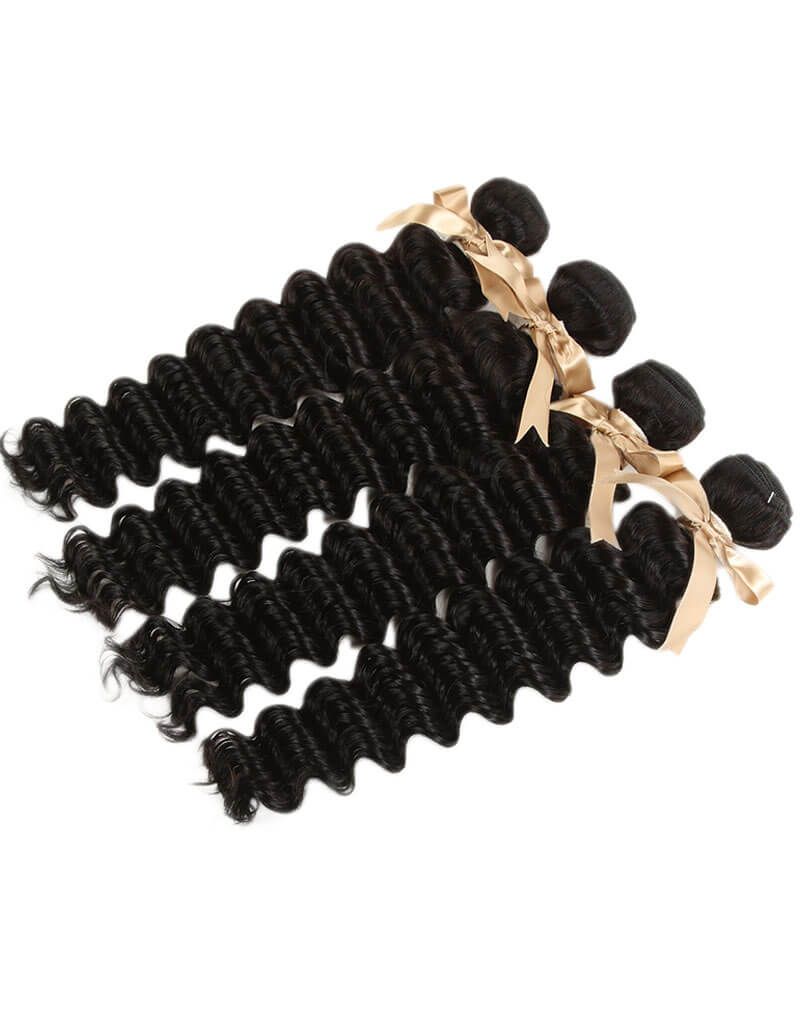tangle free nautral black deep wave human hair bundles