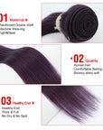 machine weft purple straight human hair bundles