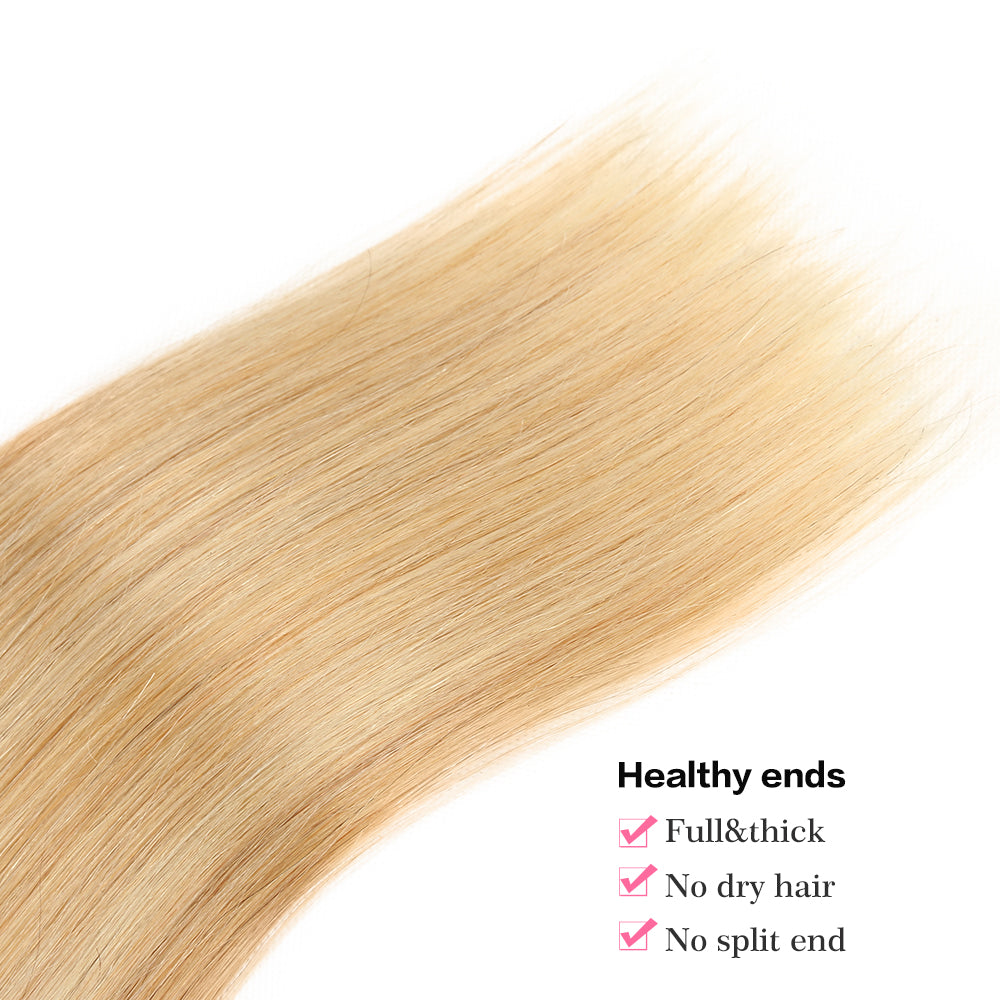 no split end piano blonde 27/613 silky straight virgin human hair bundles