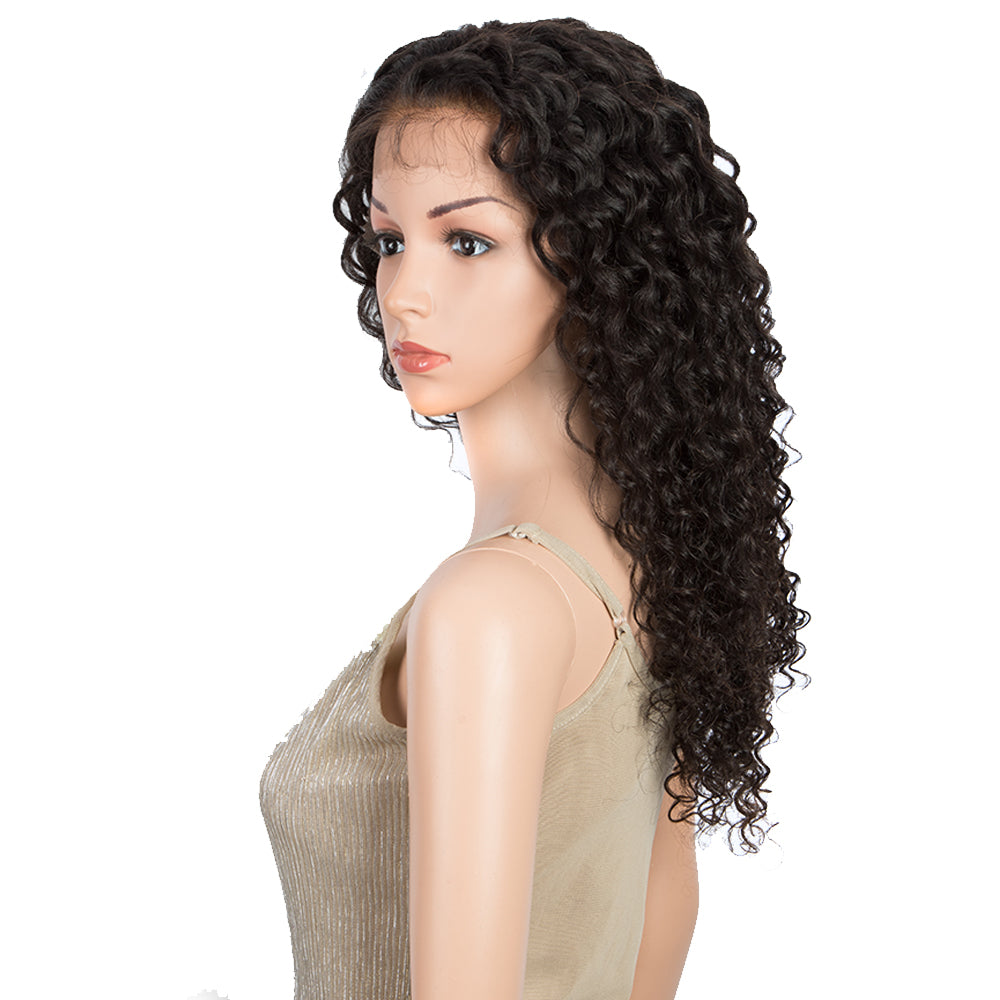 virgin human hair wigs, deep curly with bleach knots