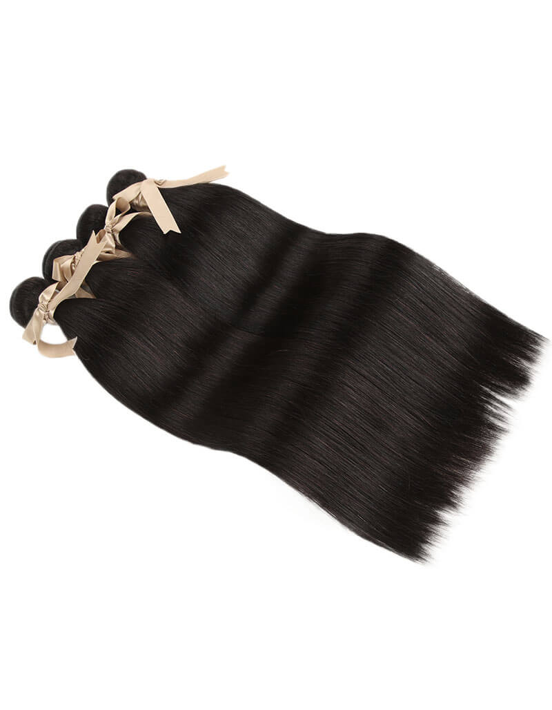 tangle free natural black straight human hair bundles