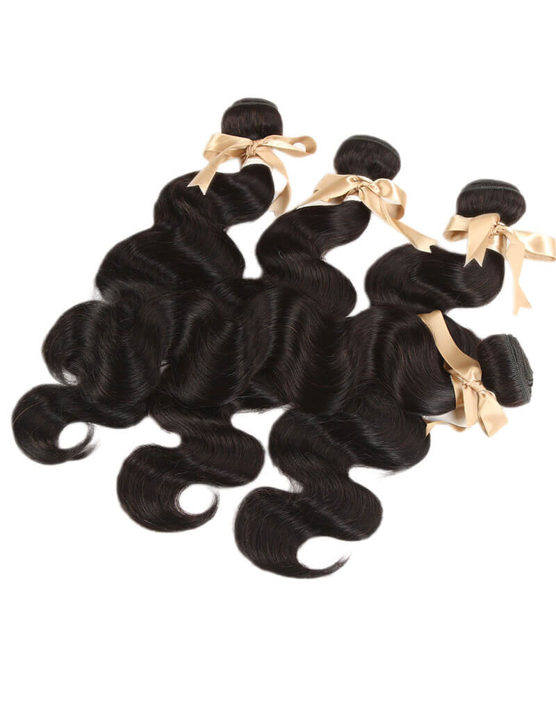 tangle free natural black body wave human hair bundles 4pcs