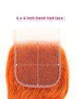 4x4 hand tied lace closured body wave ginger orange virgin human hair