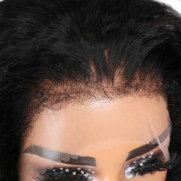 qvr wigs kinky straight 13x4 lace frontal human hair wig for natural look