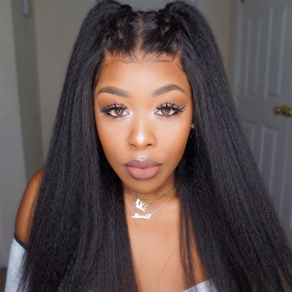 natural kinky straight human hair wigs for black women