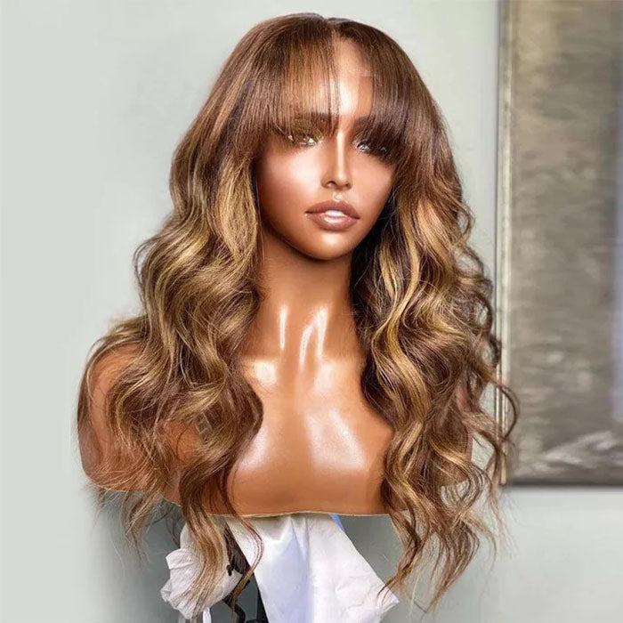 glueless human hair wigs p4/27 color, full machine made