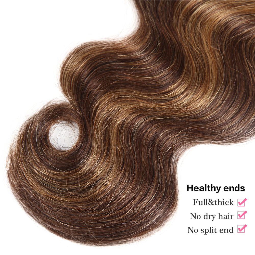 no split end brown highlight body wave human hair bundles