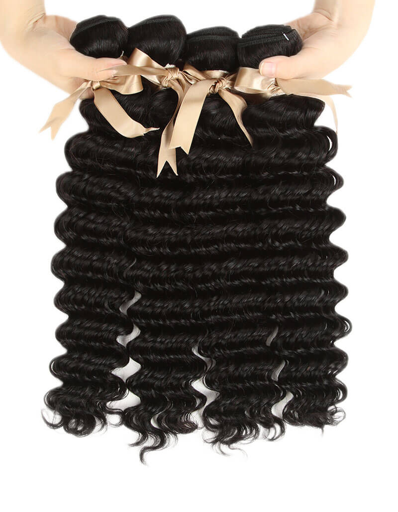 high quality nautral black deep wave human hair bundles