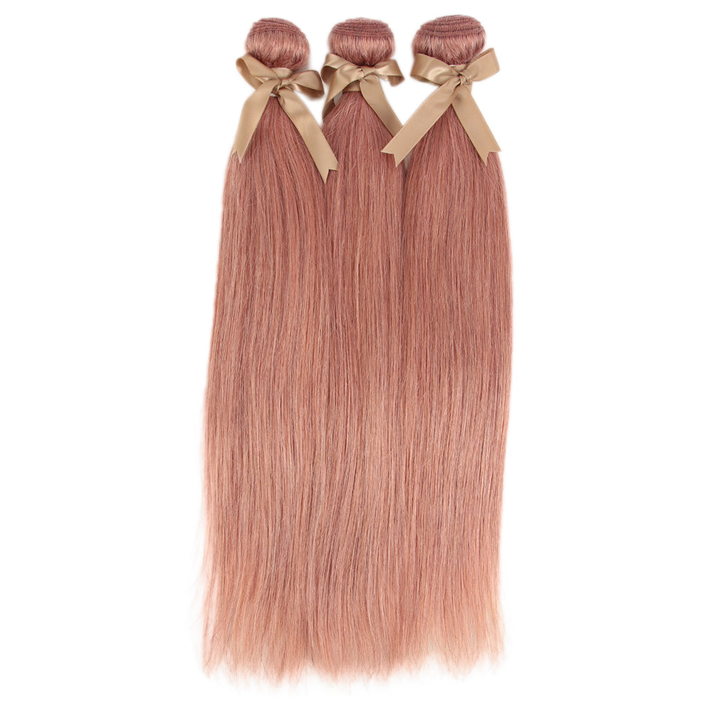 soft pink straight raw hair bundles