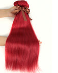 remy hair red color silky straight human hair bundles