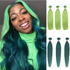 qvr lemon green and teal green straight virgin human hair bundles