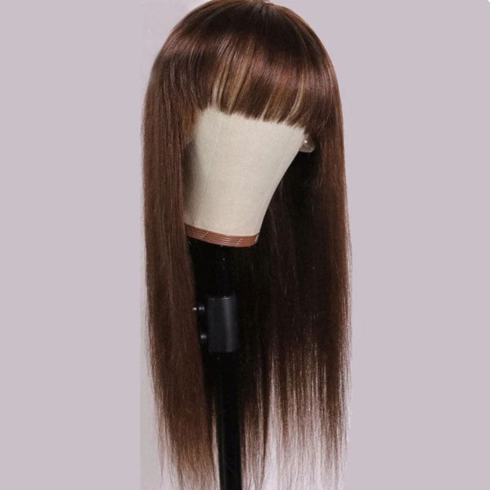 chocolate brown glueless wigs for black women, easy wear and go style