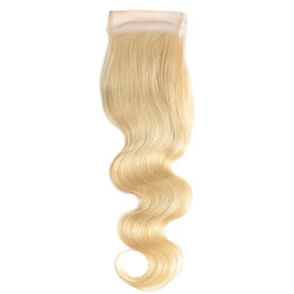 qvr body wave 613 blonde virgin human hair with 4x4 lace closure