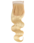 tangle free body wave 613 blonde virgin human hair with 4x4 lace closure