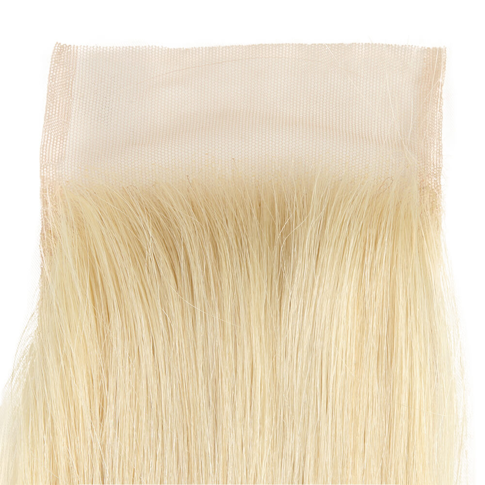 pre plucked silky straight 613 blonde human hair with 4x4 lace closure