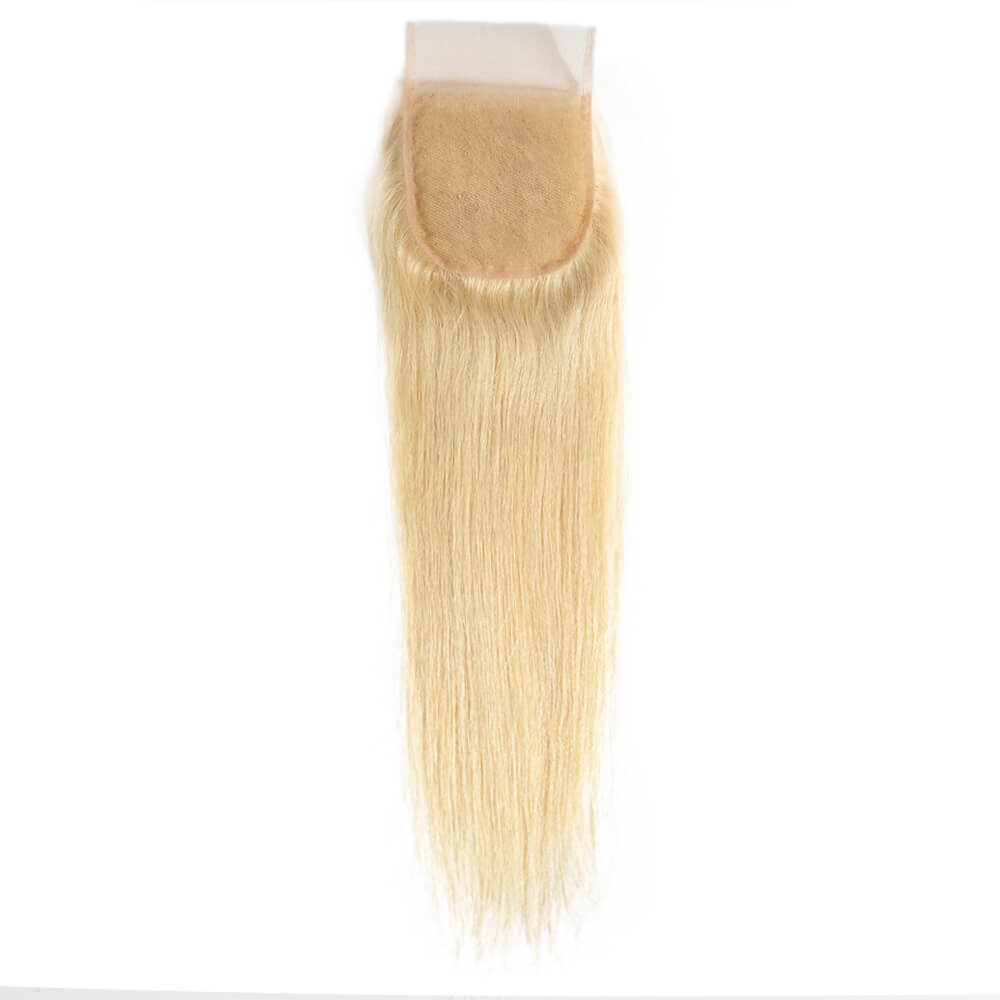 silky straight 613 blonde human hair with 4x4 lace closure
