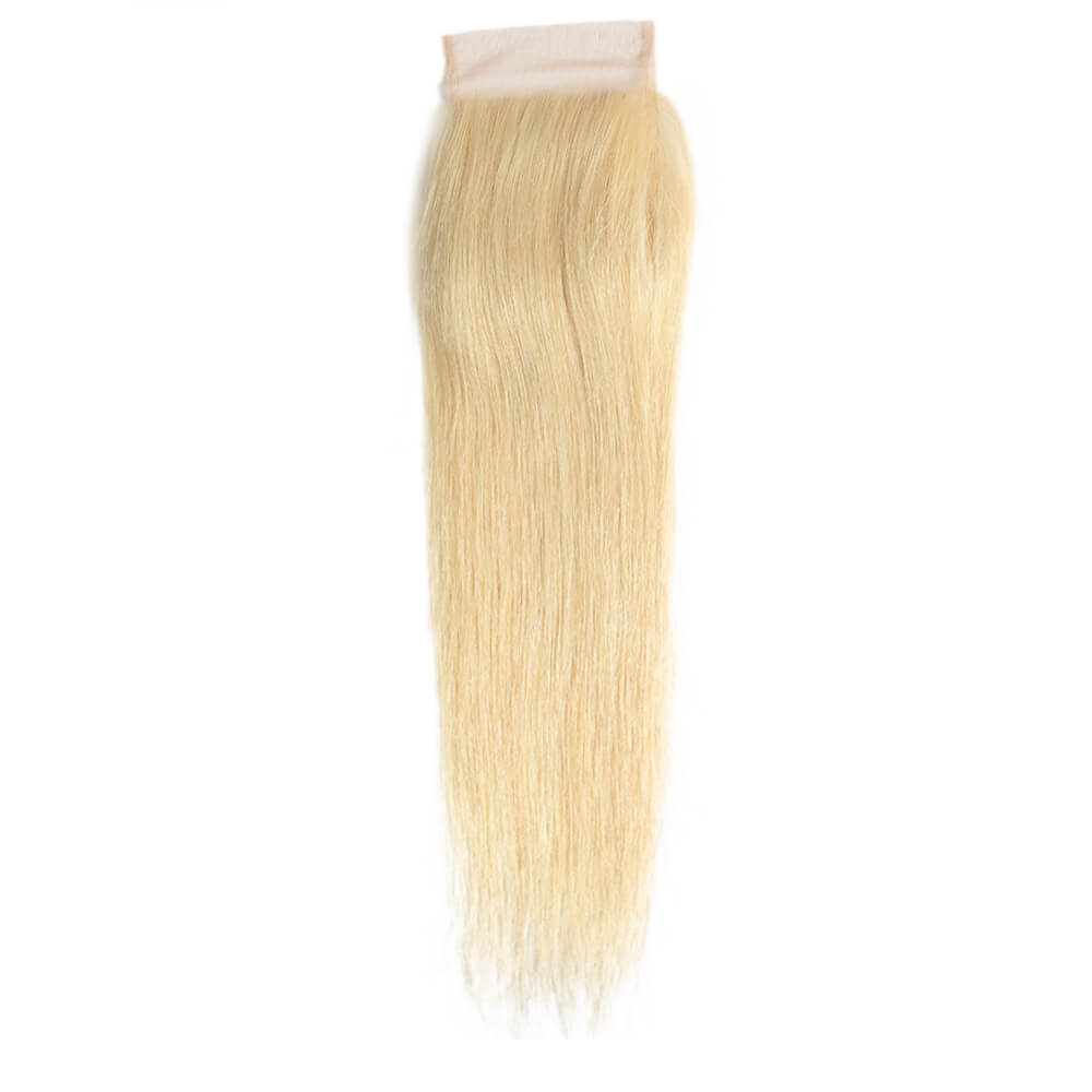 qvr silky straight 613 blonde human hair with 4x4 lace closure
