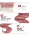 advantages of pink2 body wave human hair weave with 4x4 lace closure