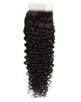 qvr curly natural black human hair with 4x4 lace closure