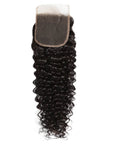tangle free curly natural black human hair with 4x4 lace closure