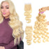qvr body wave 613 blonde human hair bundles 3pcs with hair weave with 4x4 lace closure