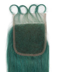 jade green straight hair weave with lace closure