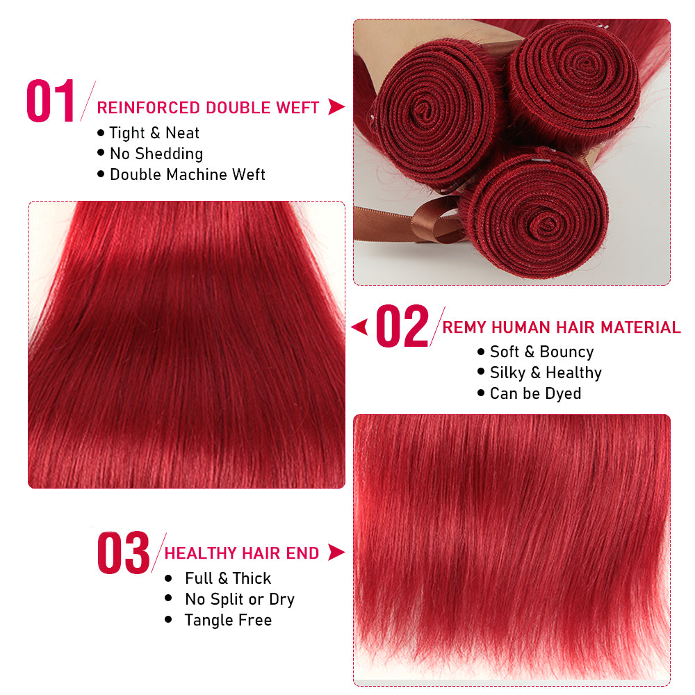 advantages of red color silky straight human hair bundles
